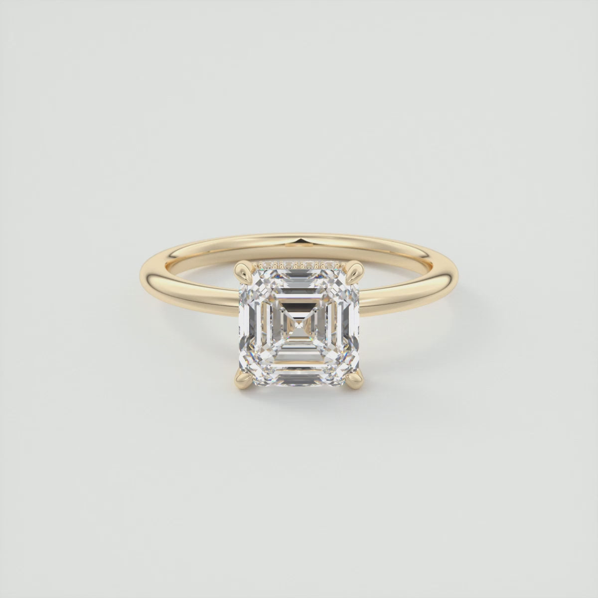 Load video: Celestia Asscher Hidden Halo Ring – Lab Diamond or Moissanite