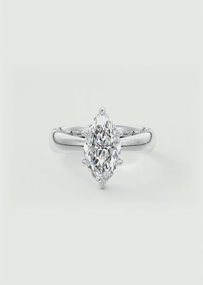 Elysian Tapered Marquise Solitaire Ring – Lab Diamond or Moissanite