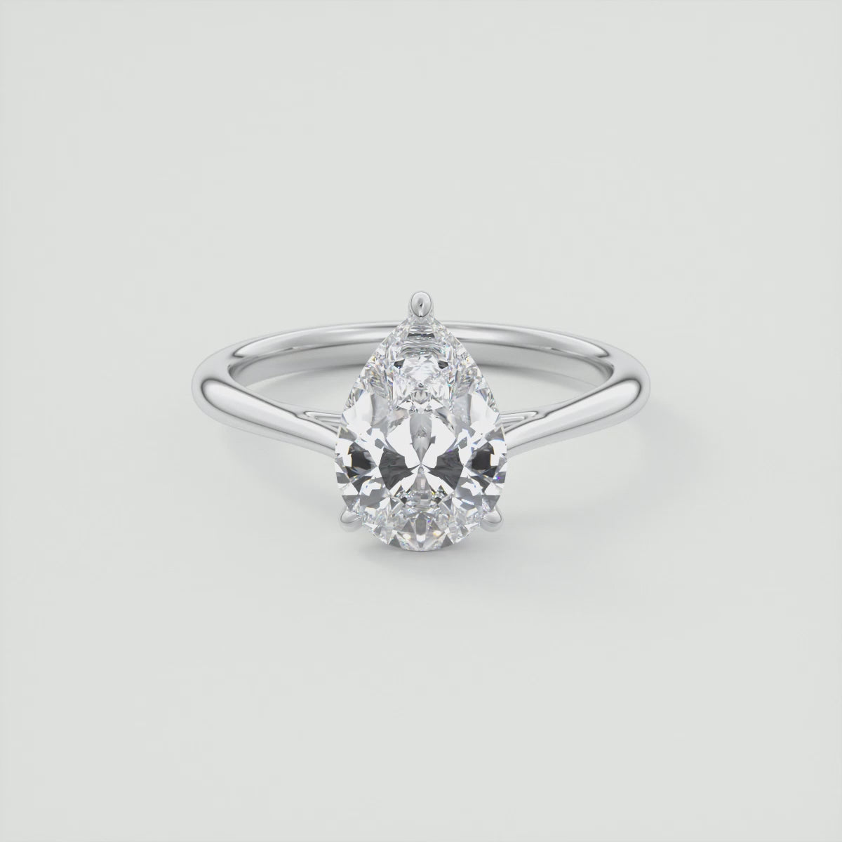 Lumia Pear Cathedral Solitaire Ring – Lab Diamond or Moissanite