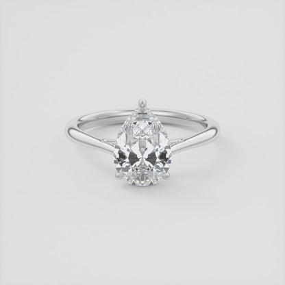 Lumia Pear Cathedral Solitaire Ring – Lab Diamond or Moissanite