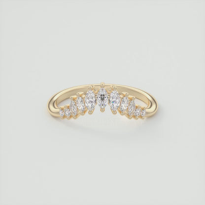Valencia Marquise Chevron Wedding Band - Lab Grown or Natural Diamond