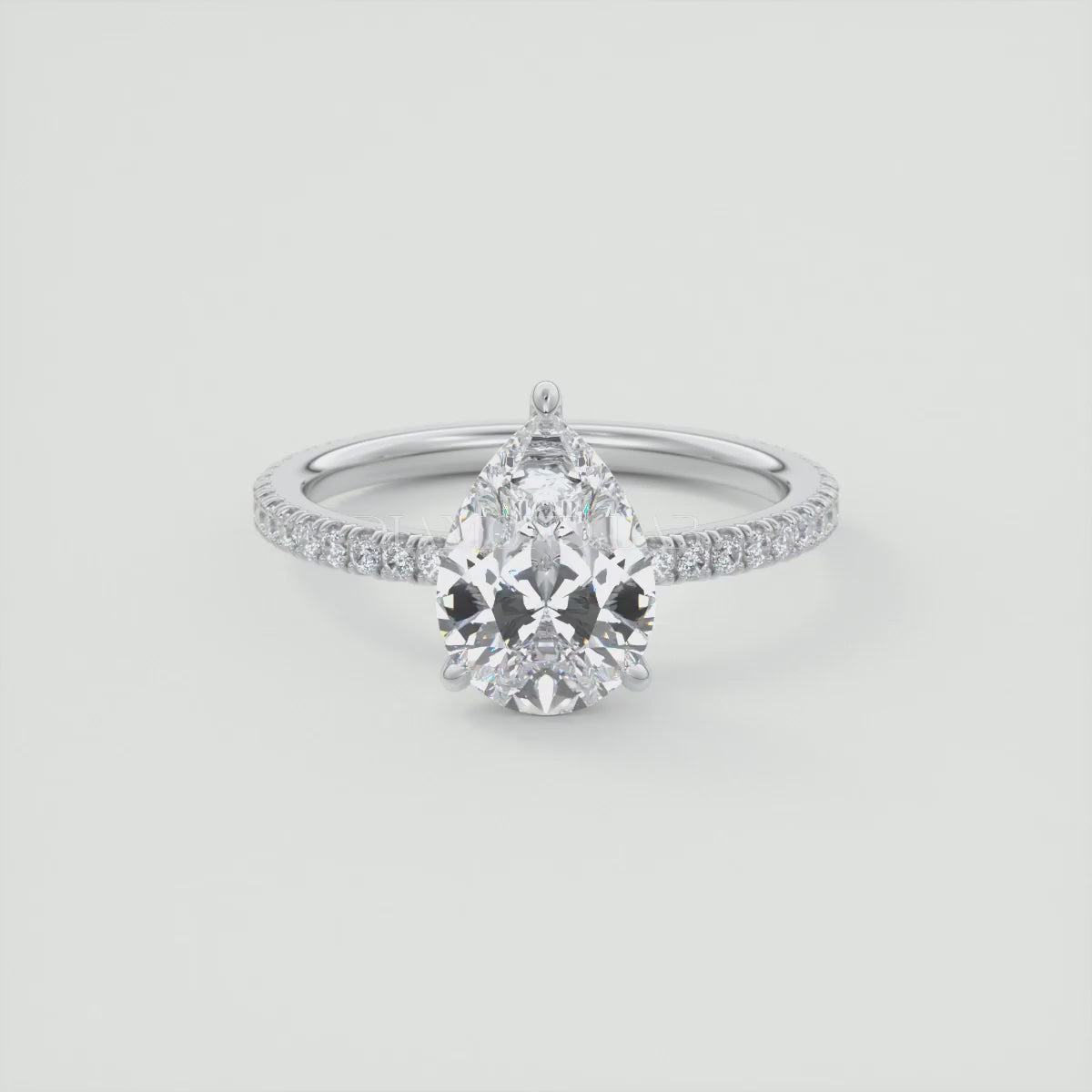 Isolde Pear Pavé Solitaire Engagement Ring