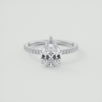 Isolde Pear Pavé Solitaire Engagement Ring
