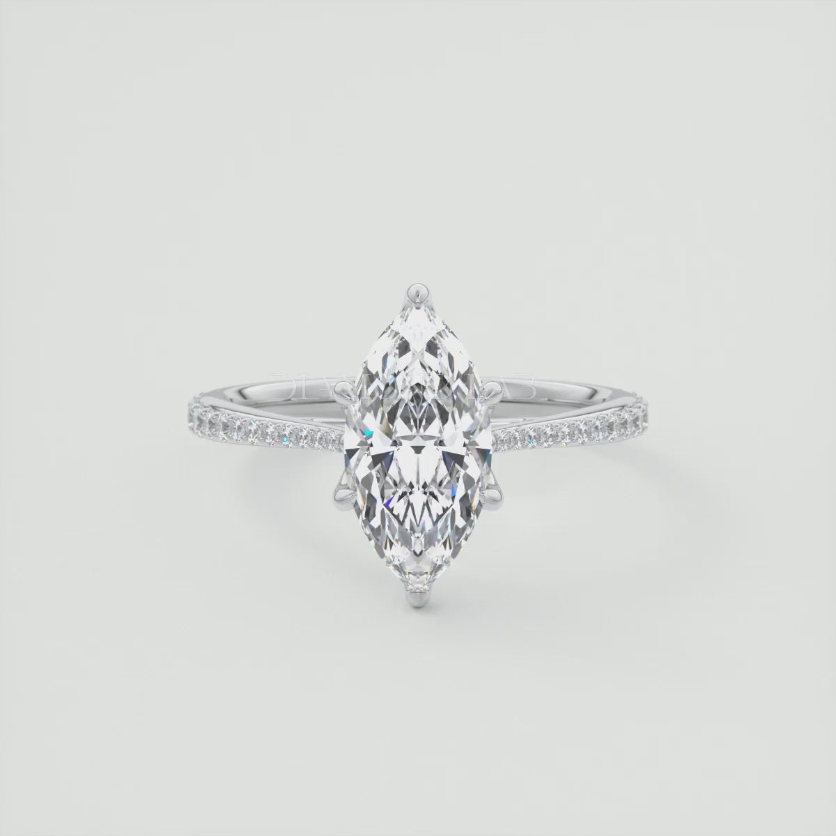 Solenne Marquise Pavé Cathedral Solitaire Ring