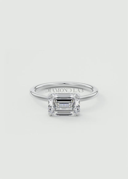 Luna East-West Emerald Lab Diamond or Moissanite Engagement Ring