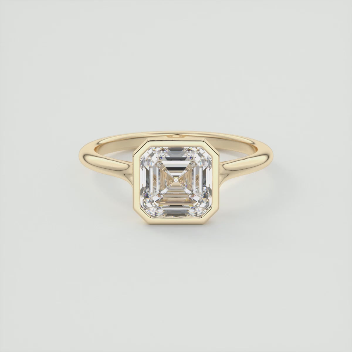 Load video: Aeris Asscher Bezel Engagement Ring – Lab Diamond or Moissanite