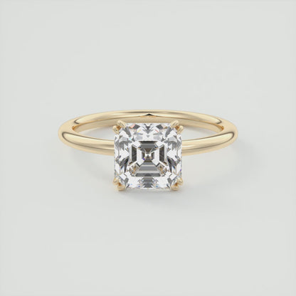 Aura Glide Asscher Double Prong Solitaire Ring – Lab Diamond or Moissanite