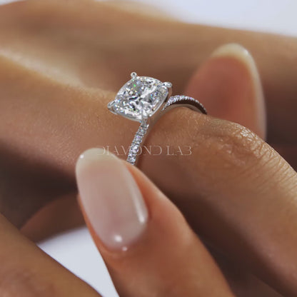 Isolde Cushion Pavé Solitaire Ring