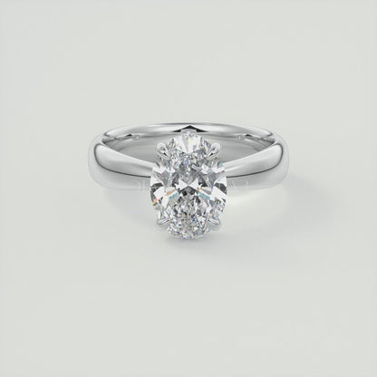 Elysian Tapered Oval Solitaire Ring – Lab Diamond or Moissanite