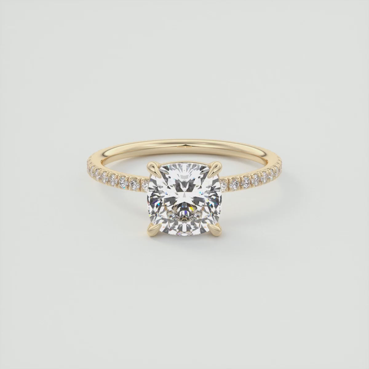 Load video: Isolde Cushion Pavé Solitaire Ring