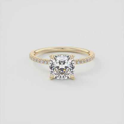 Isolde Cushion Pavé Solitaire Ring