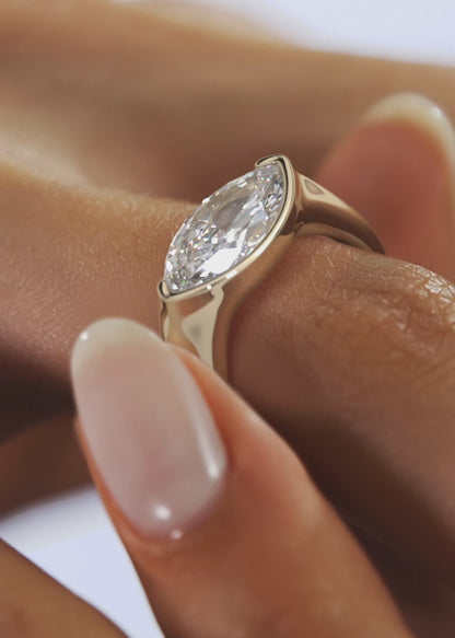 Lyra – East-West Half Bezel Marquise Engagement Ring