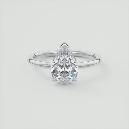 Elysian Pear Solitaire Ring – Timeless Elegance with Lab Diamond or Moissanite