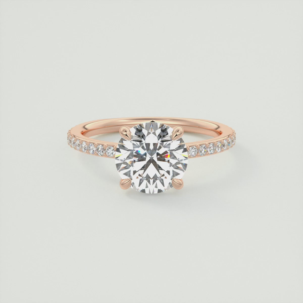 Liora Round Pavé Engagement Ring – Lab Diamond or Moissanite