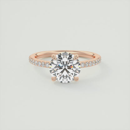 Liora Round Pavé Engagement Ring – Lab Diamond or Moissanite