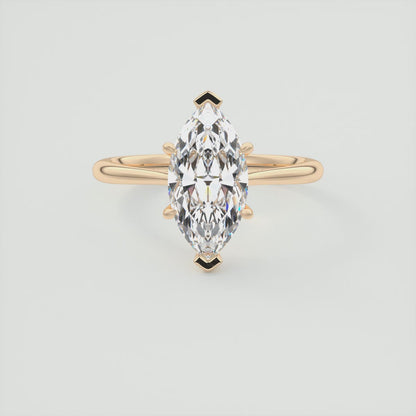 Lumia Marquise Cathedral Solitaire Ring – Lab Diamond or Moissanite