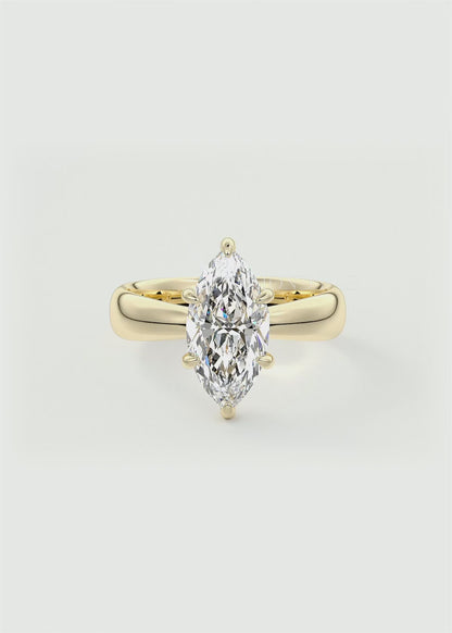 Elysian Tapered Marquise Solitaire Ring – Lab Diamond or Moissanite