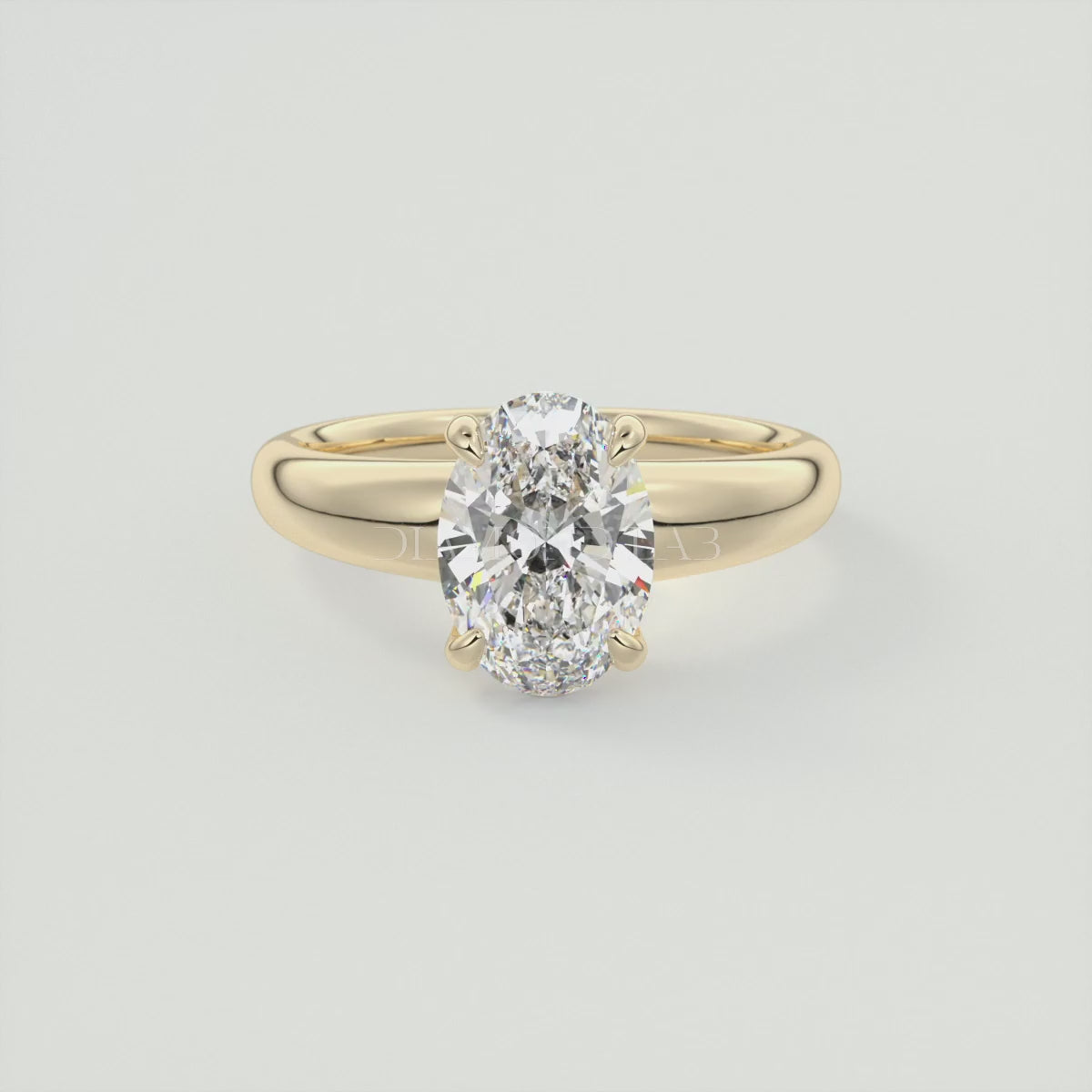 Aura Tapered Oval Solitaire Engagement Ring – Lab Diamond or Moissanite