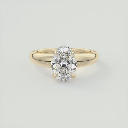 Aura Tapered Oval Solitaire Engagement Ring – Lab Diamond or Moissanite