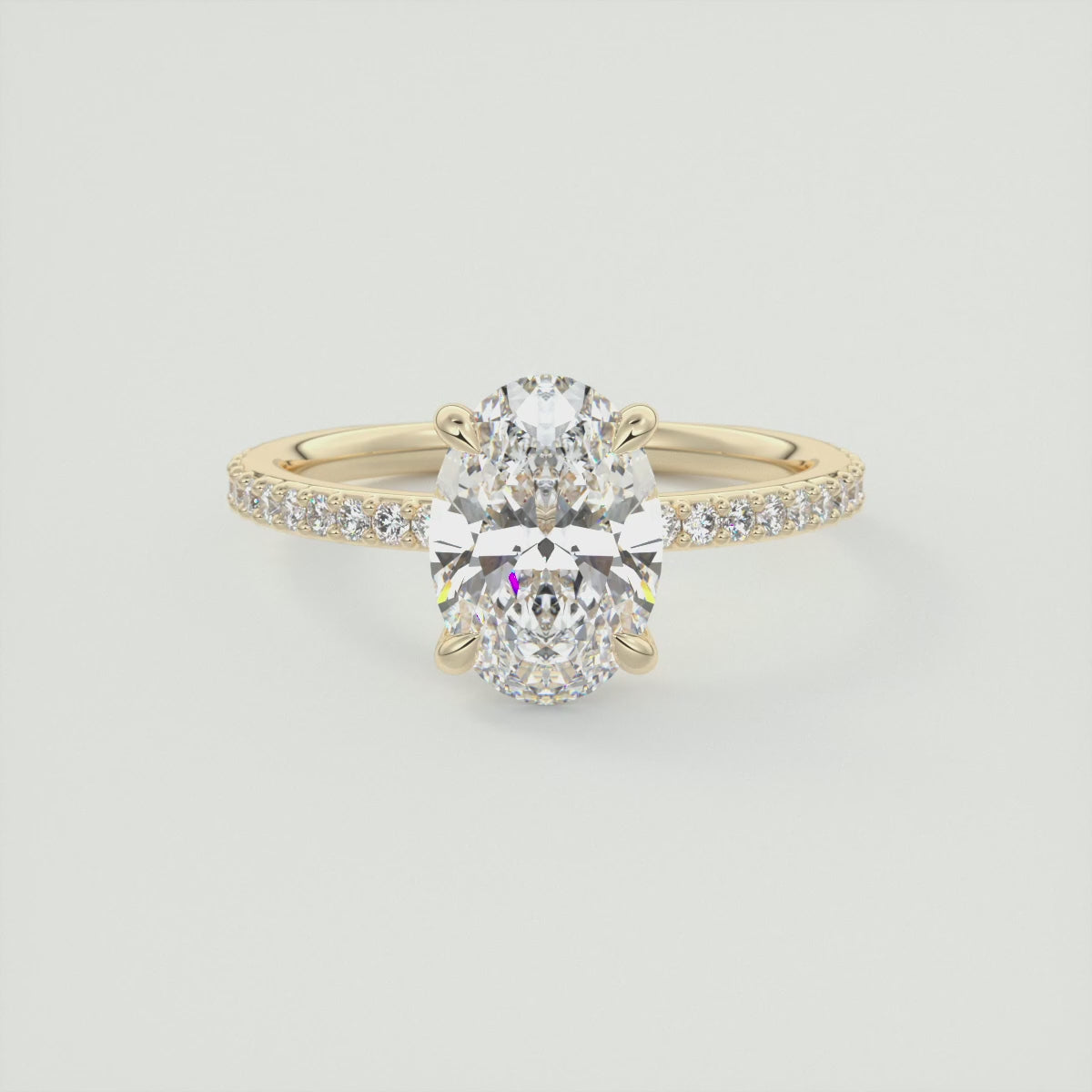 Load video: Liora Oval Pavé Engagement Ring – Lab Diamond or Moissanite