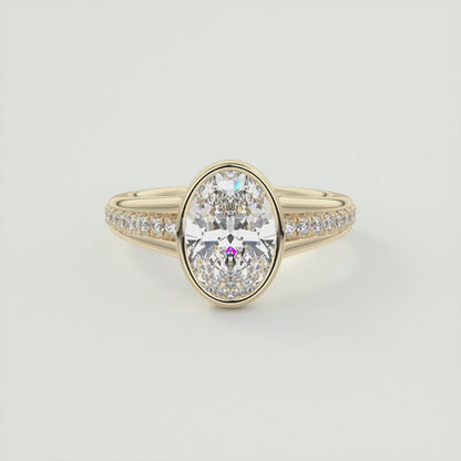 Neriah Oval Bezel Set Split Shank Engagement Ring