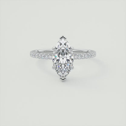 Amelie Marquise Hidden Halo Pavé Engagement Ring