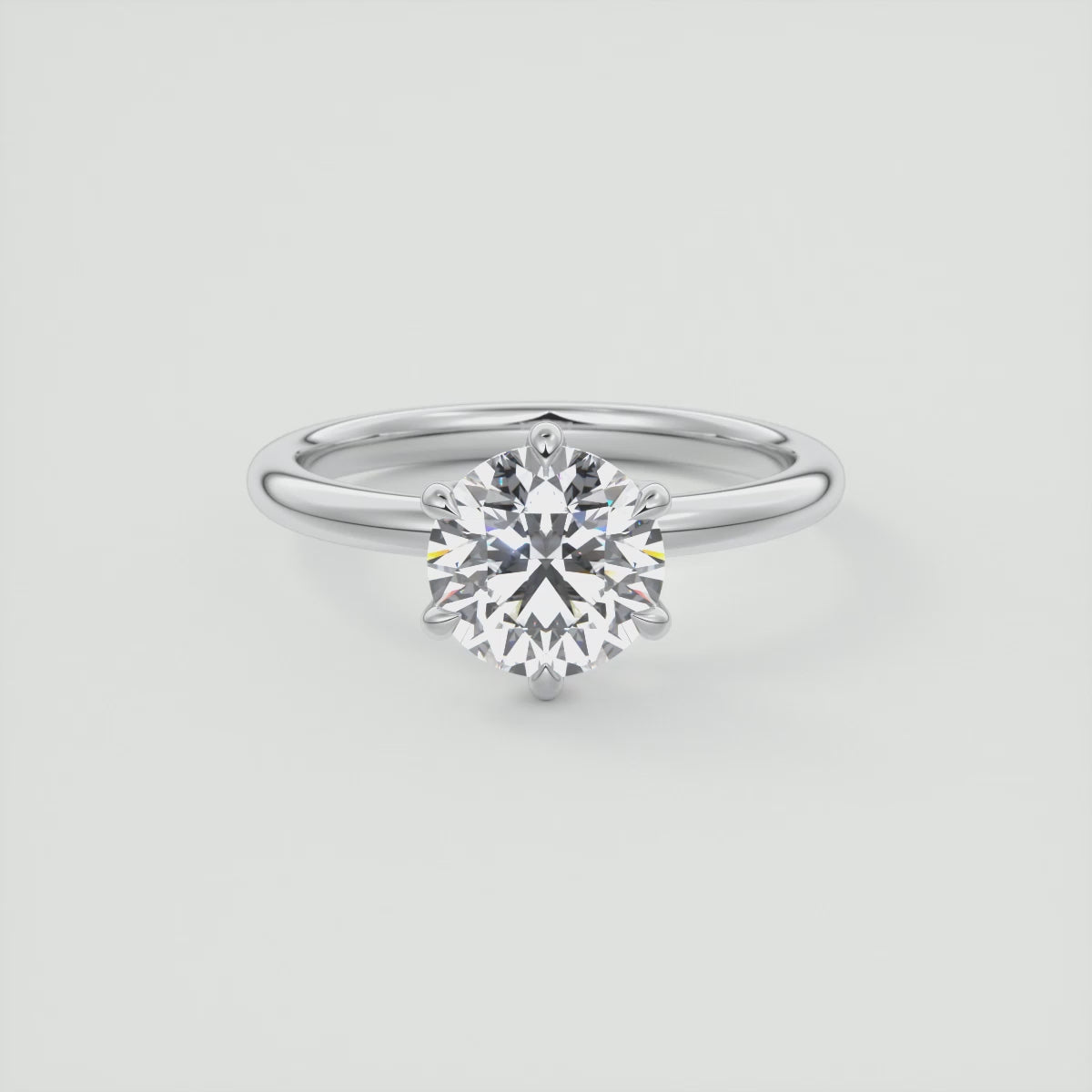 Celestia Round Solitaire Ring – Lab Diamond or Moissanite (6 Prongs)