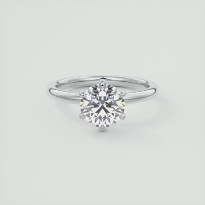 Celestia Round Solitaire Ring – Lab Diamond or Moissanite (6 Prongs)