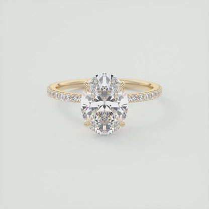 Isolde Oval Pavé Solitaire Ring