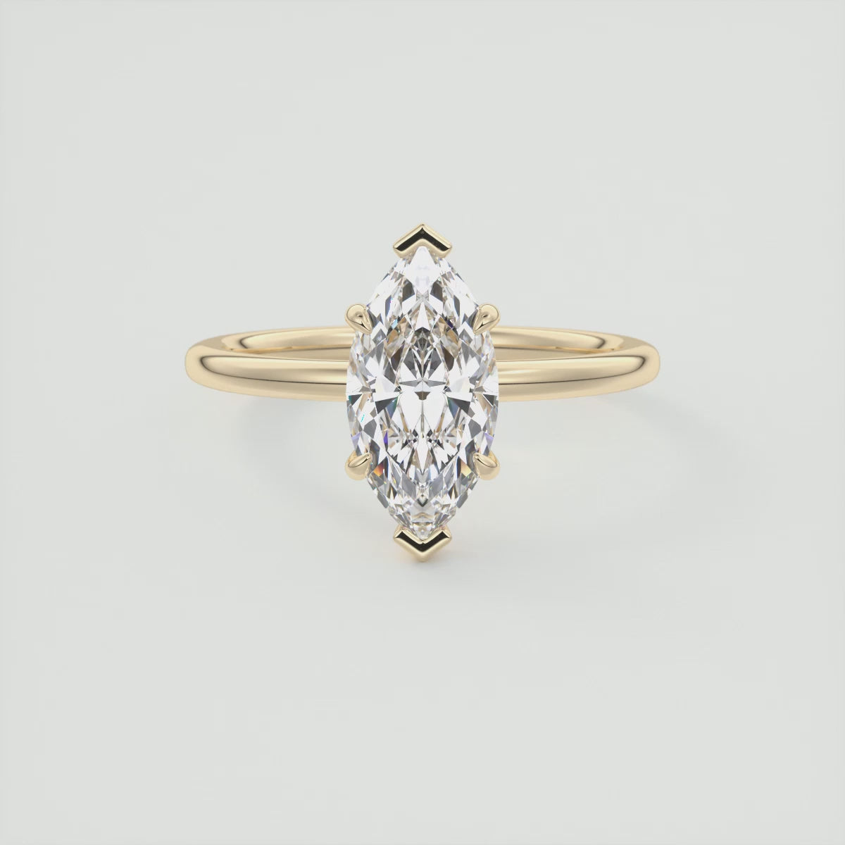 Load video: Luna Marquise Solitaire Ring – Lab Diamond or Moissanite