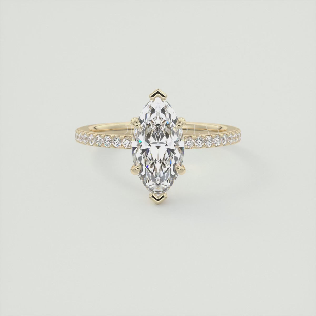 Load video: Amelie Marquise Hidden Halo Pavé Engagement Ring