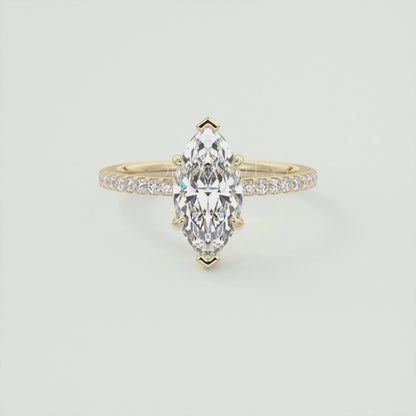 Amelie Marquise Hidden Halo Pavé Engagement Ring