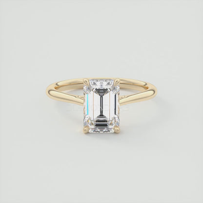 Lumia Emerald Cathedral Solitaire Ring – Lab Diamond or Moissanite