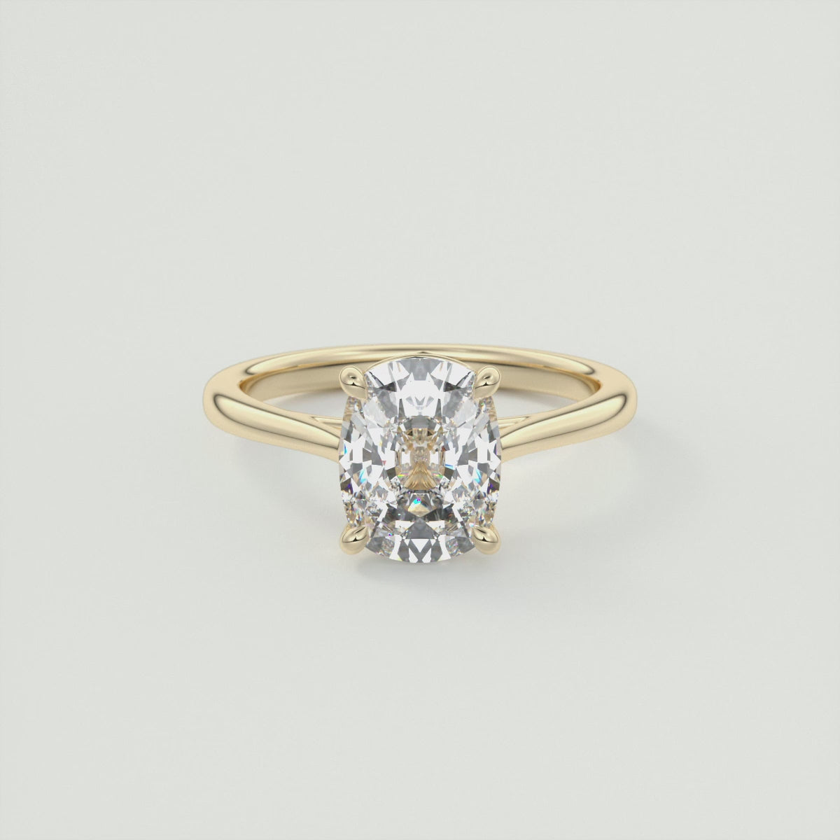 Load video: Lumia Cushion Cathedral Solitaire Ring – Lab Diamond or Moissanite