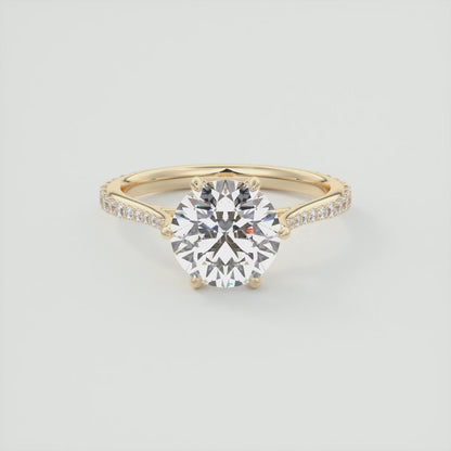 Solenne Round Pavé Cathedral Solitaire Engagement Ring