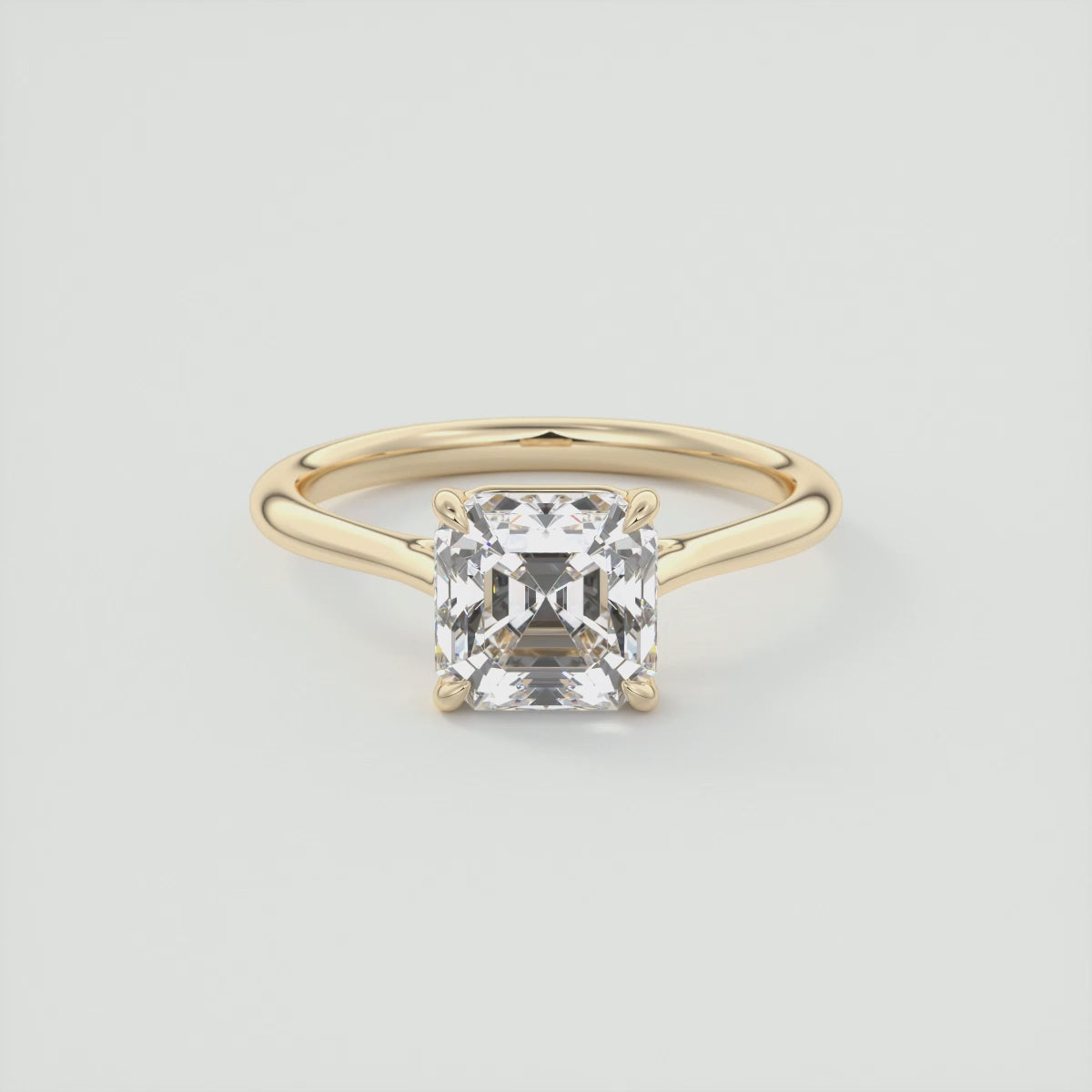 Load video: Lumia Asscher Cathedral Solitaire Ring – Lab Diamond or Moissanite