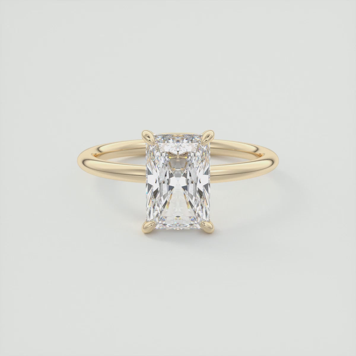 Load video: Elysian Radiant Solitaire Ring – Timeless Elegance with Lab Diamond or Moissanite