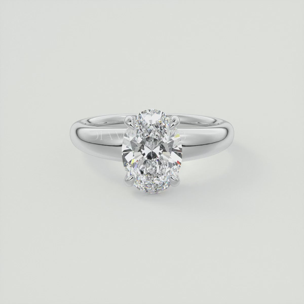 Aura Tapered Oval Solitaire Engagement Ring – Lab Diamond or Moissanite