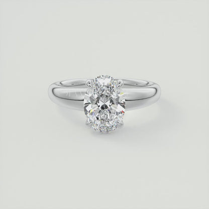 Aura Tapered Oval Solitaire Engagement Ring – Lab Diamond or Moissanite