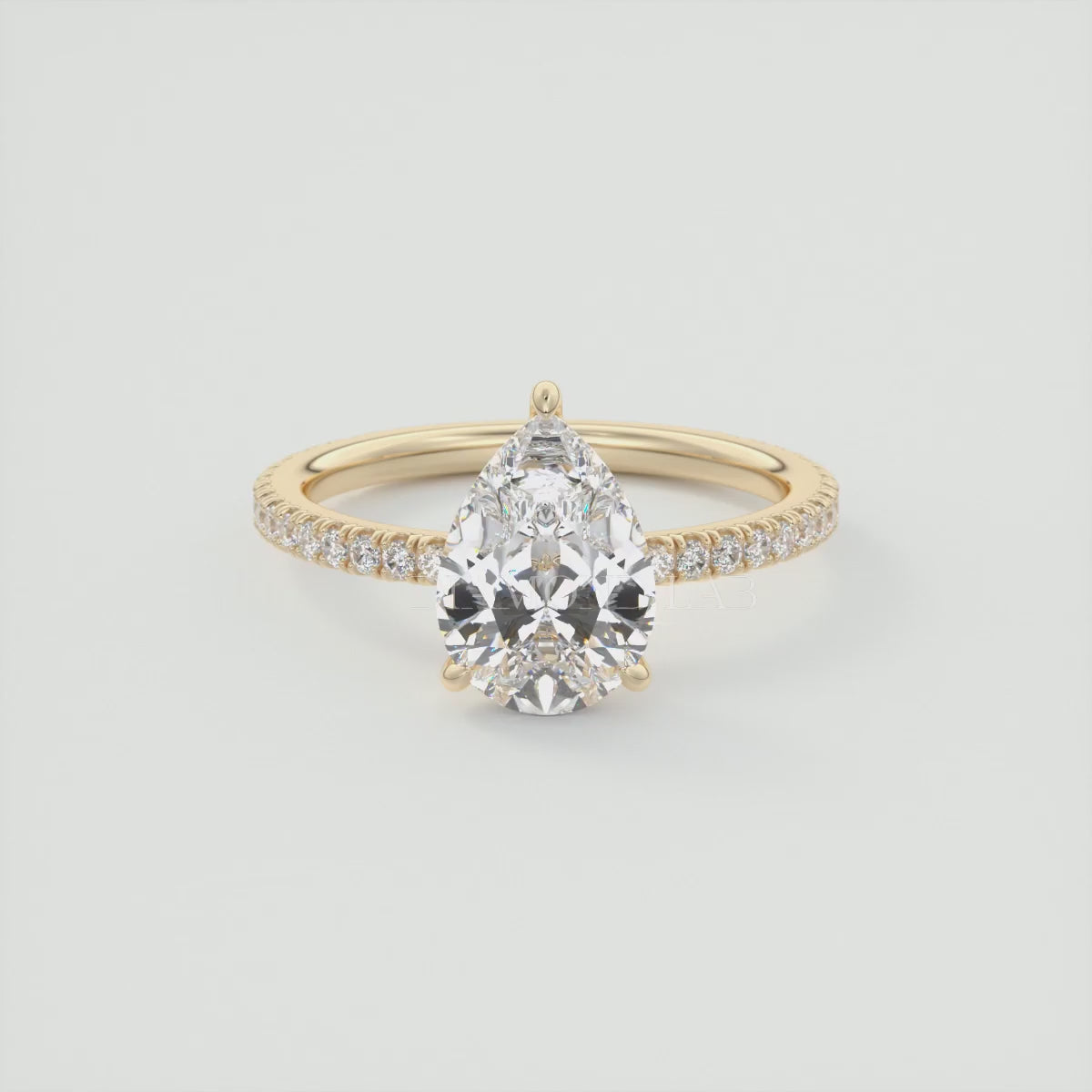Load video: Isolde Pear Pavé Solitaire Engagement Ring