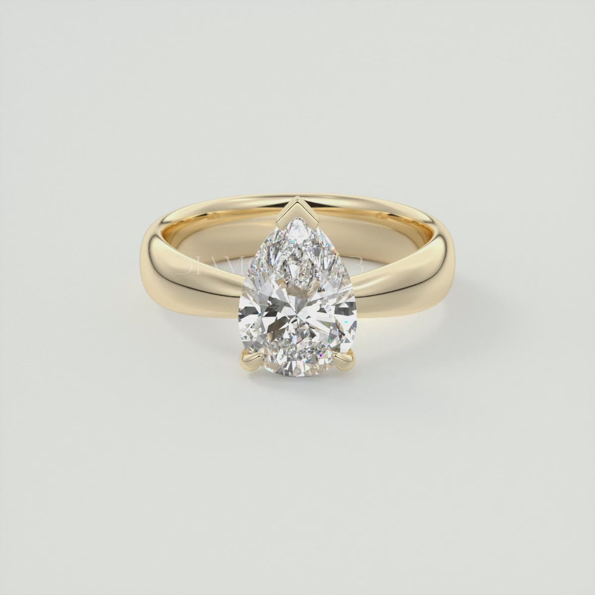 Elysian Tapered Pear Solitaire Ring – Lab Diamond or Moissanite