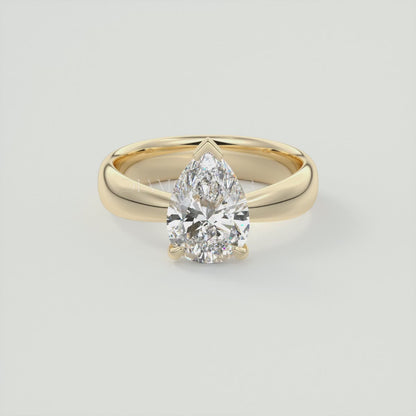 Elysian Tapered Pear Solitaire Ring – Lab Diamond or Moissanite