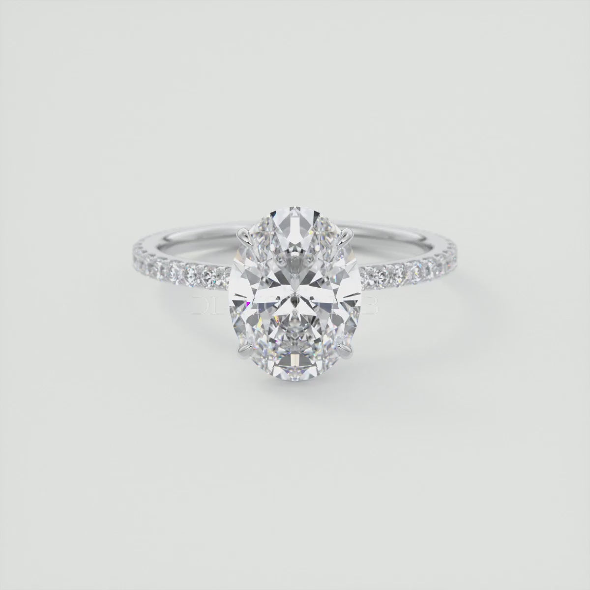 Isolde Oval Pavé Solitaire Ring