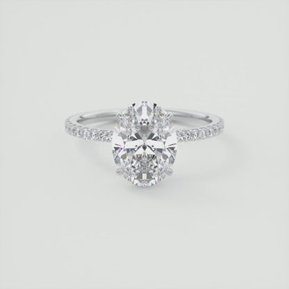 Isolde Oval Pavé Solitaire Ring