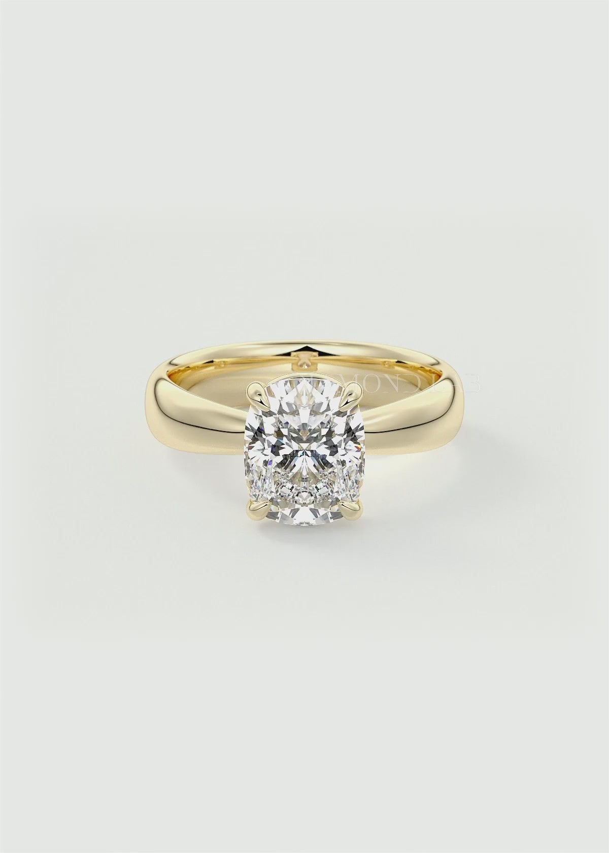 Elysian Tapered Elongated Cushion Solitaire Ring – Lab Diamond or Moissanite