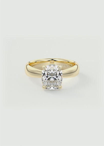 Elysian Tapered Elongated Cushion Solitaire Ring – Lab Diamond or Moissanite