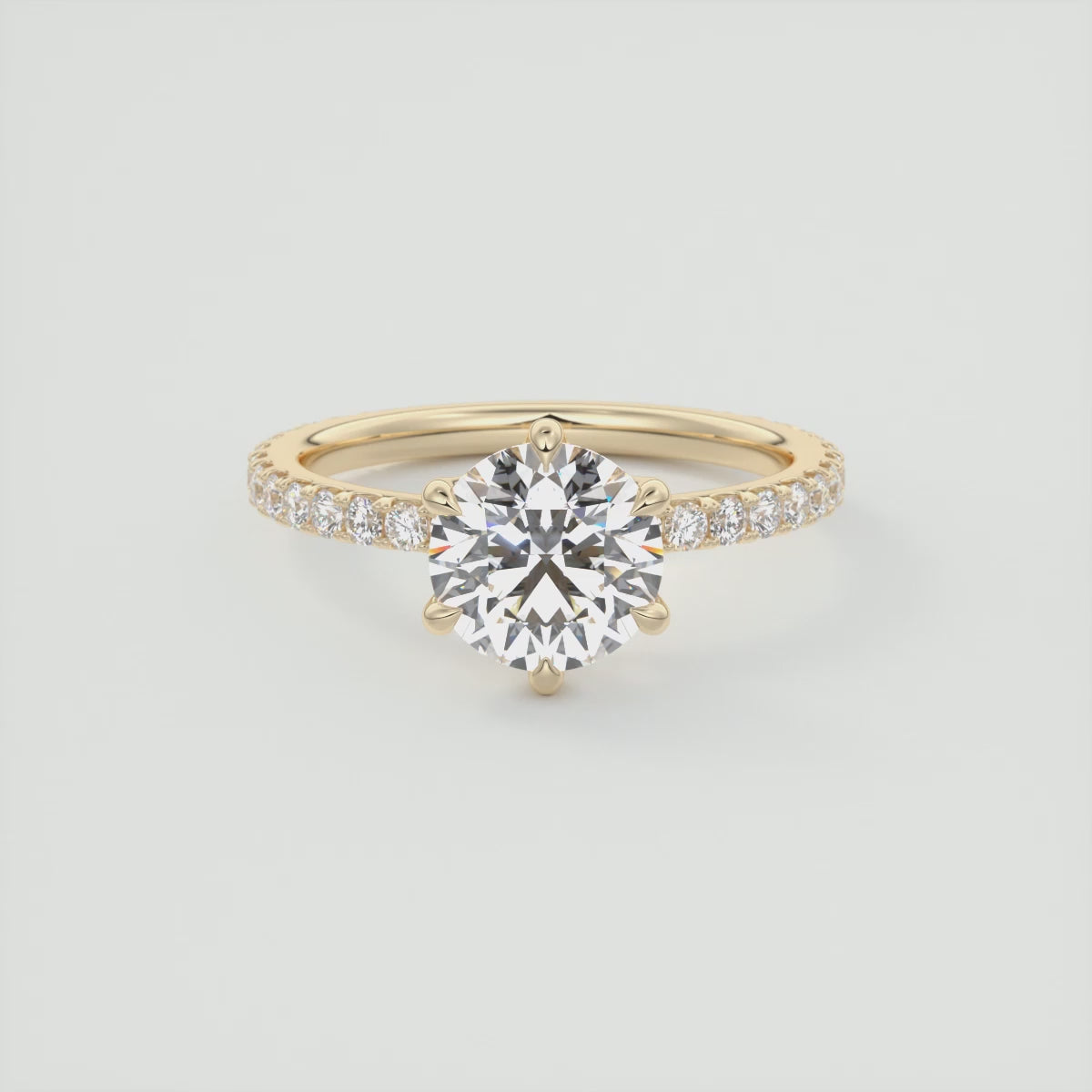 Load video: Elara Round Pavé Engagement Ring – Lab Diamond or Moissanite