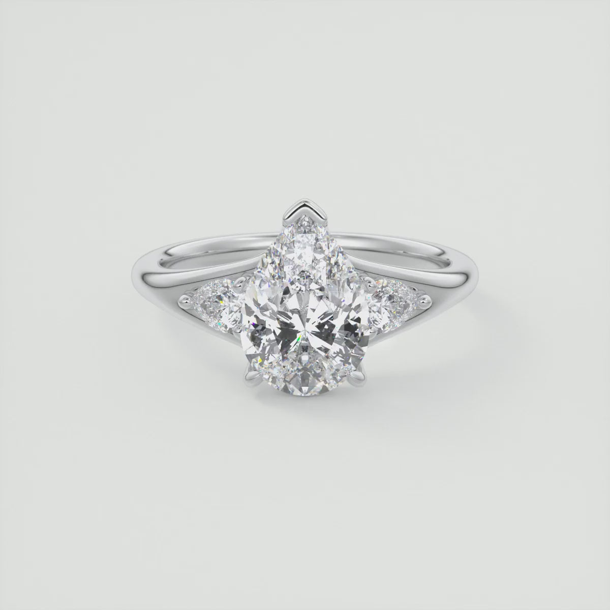Solena Pear Three-Stone Split Shank Engagement Ring
