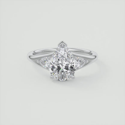 Solena Pear Three-Stone Split Shank Engagement Ring