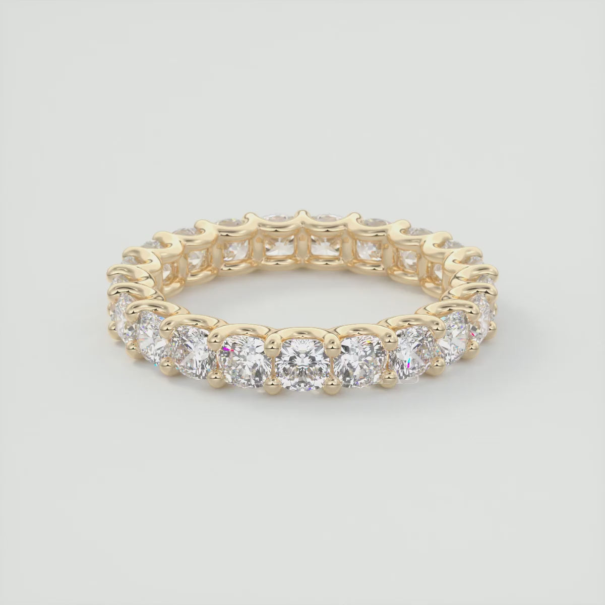 Load video: Aurelia Cushion Eternity Band 3mm – Lab-Grown or Natural Diamonds